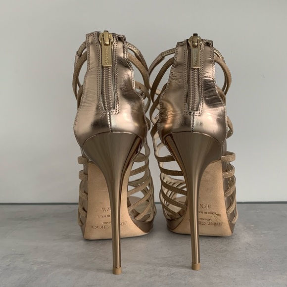 Jimmy Choo, Virginia Gold Metallic Heel - Picture 6 of 15